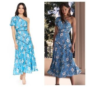 Talulah / NWT Cannes Blue valentine floral one shoulder Midi dress medium M